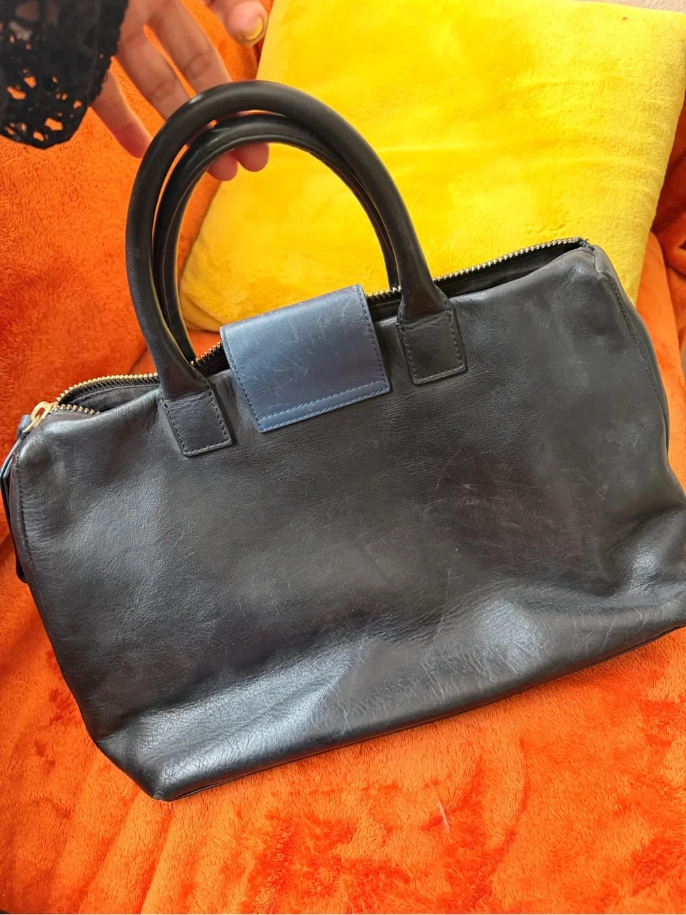 & Other Stories Black Leather Top-Handle Satchel
